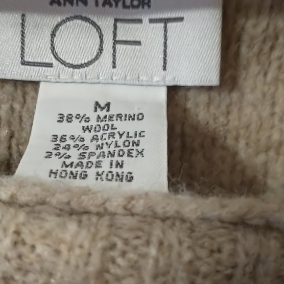 EUC LOFT Oatmeal Tie Neck Sweater - Picture 3 of 5